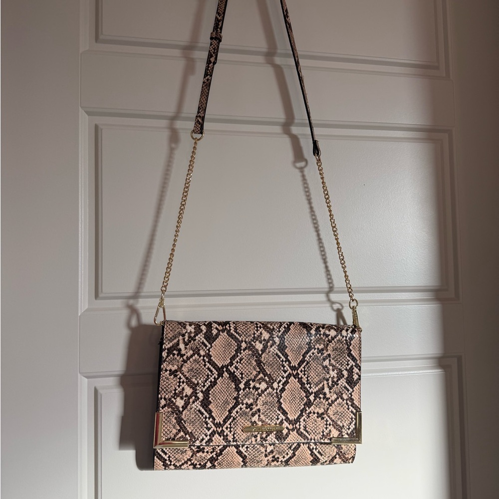 Steve Madden Brown and Tan Snake Print Crossbody Bag